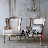 出口法国高端复古路易十五风格雕花实木单人扶手椅单人休闲沙发椅