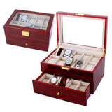 20位双层手表盒高档烤漆手表盒子木质表盒实木收纳盒手表柜台收藏
