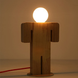 个性创意LED木头人台灯客厅餐厅书房卧室床头玩偶木艺台灯具灯饰