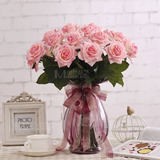 新品玫瑰花单支仿真花假花装饰花客厅人造花餐桌花艺摆设玻璃花瓶