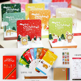 日韩圣诞节动物立体长款方形立体信封贺卡/卡片明信片10套送贴纸