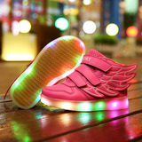 儿童led发光鞋USB充电童鞋七彩夜光鞋闪光灯鞋带翅膀鞋防滑运动鞋