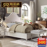 雅居格 美式实木床1.8米双人床白色婚床欧式布艺床软包床M0167