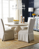 美式新古典实木家具定制白色做旧复古圆形餐桌简约法式时尚小户型