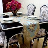 私人高端奢华限量定制   桌旗 现代经典咖色浮雕提花美式餐桌旗