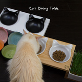 神经猫-Vivi实木碗架餐桌猫碗狗碗盆宠物陶瓷碗双碗猫草碗水碗