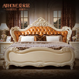 爱家居 新款欧式床双人床1.8米奢华卧室公主床法式真皮实木床HV05