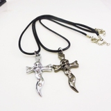 韩情侣项链一对男女学生创意刻字链骷髅头十字架配饰锁骨链带皮绳