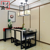 现代中式酒店餐厅水曲柳实木餐桌新中式样板房餐桌椅家具组合定制
