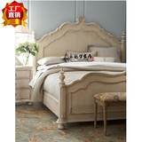 现货美式实木床法式复古床欧式双人床美式做旧床实木橡木雕花床