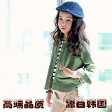 3-10岁韩国9童装8女童7中小童6绿色5薄款4衬衫外套小女孩春夏上衣