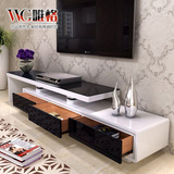 VVG简约现代伸缩功能烤漆电视柜 时尚客厅白色圆角茶几电视柜组合