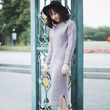 针织连衣裙长款包臀韩版修身加厚长袖显瘦性感圆领套头性感毛衣裙