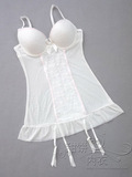 外单欧美蕾丝网纱透明性感白色吊带睡裙带罩杯吊带裙 码齐