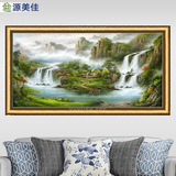 聚宝盆油画 现代中式客厅山水画手绘风景画办公室装饰画壁画挂画