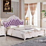 森爵欧式床 布艺实木法式雕花韩式公主床高箱储物皮床布床婚床