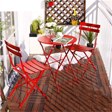 欧式庭院铁艺户外休闲阳台茶几三件套装折叠咖啡厅桌椅组合