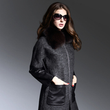 高端双面羊绒大衣女冬2015新款欧洲站狐狸毛领羊毛呢外套中长款潮