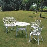 欧式别墅庭院铸铝休闲桌椅 镂空雕花白色情侣 户外家具铝制桌椅