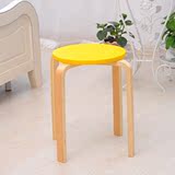 博士王子 实木弯角凳子 彩色休闲圆凳 餐凳 原木 高凳