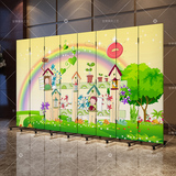 简约现代时尚幼儿园隔断卡通屏风儿童房间折叠屏障防水布艺折屏