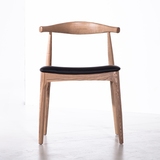 北欧实木水曲柳餐椅 现代简约时尚皮布艺创意休闲设计牛角椅子