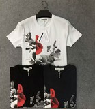 香港代购 2016新款春夏季潮牌麦昆玫瑰花印花男士休闲圆领短袖T恤