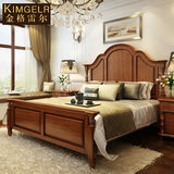 美式床全实木美式乡村胡桃木深色双人床婚床1.8米新古典储物床