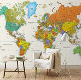 3d立体定做世界地图办公室文化客厅卧室沙发背景墙纸无缝大型壁画