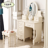 韩式妆台卧室梳妆台象牙白化妆柜韩式现代简约带抽白色化妆桌