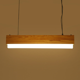 创意简约北欧木质餐厅灯办公室长形几何原木吊灯实木日式LED灯具