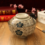 釉下彩陶瓷碗日式手绘餐具zakka和风6.5寸大盖碗汤碗蒸碗泡面碗