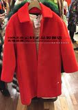 欧时力专柜正品代购2014新款红色中长羊毛呢子外套大衣1144341710