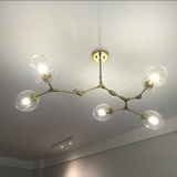 后现代玻璃分子吊灯创意餐厅客厅卧室个性设计师艺术树枝电镀灯具