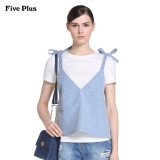 Five Plus2016新品女夏装麻料宽松V领吊带衬衫两件套2HF2016380