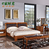 实木床双人床1.8米皮软靠床中式家具高箱床白蜡木卧室家具包物流