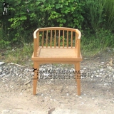 现代新中式全实木梳条椅梳背椅矮背椅子老榆木单人沙发椅藤面椅子