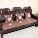 中式古典红木沙发垫 亚麻刺绣坐垫官帽圈椅加厚椰棕垫海绵定做 米