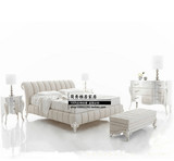 布艺双人床 后现代白色1.8米新古典床 公主床婚床 简约1.5米床