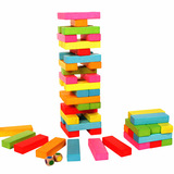 叠叠乐高抽积木 木制质彩色54片成人桌游 儿童益智游戏玩具厂销