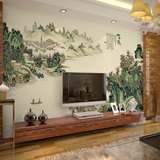 无缝客厅壁纸 中式沙发墙纸大型壁画电视墙背景墙壁纸 国画山水情