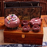 冰裂茶叶罐陶瓷开片日式软木塞麻布高档木盒茶叶包装礼盒旅行茶具