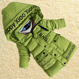 包邮童装儿童棉衣PKIDS IN PAW PARK小熊男童中长款外套薄款棉袄