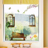 假窗户墙贴纸画房间装饰欧式田园家居客厅卧室背景墙创意窗外风景