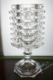 外贸高脚圆口叠层方形水晶玻璃花瓶 透明八角星烛台 迷你餐桌花瓶