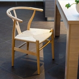 水曲柳实木Y椅藤椅现代欧式餐厅餐椅带扶手靠背休闲餐桌椅咖啡椅