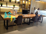 美式铁艺实木原木复古餐桌办公桌酒吧桌书桌长凳圆桌长方形大板桌