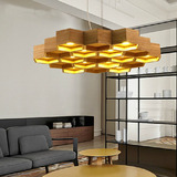 北欧个性吊灯客厅餐厅创意灯具设计师灯LED实木艺吊灯蜂巢