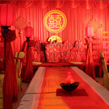 中式婚庆背景纱幔新款大红色舞台背景幕布迎宾区签到台布置婚礼