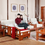纯实木沙发组合贵妃客厅现代中式简约木架转角布艺沙发水曲柳家具